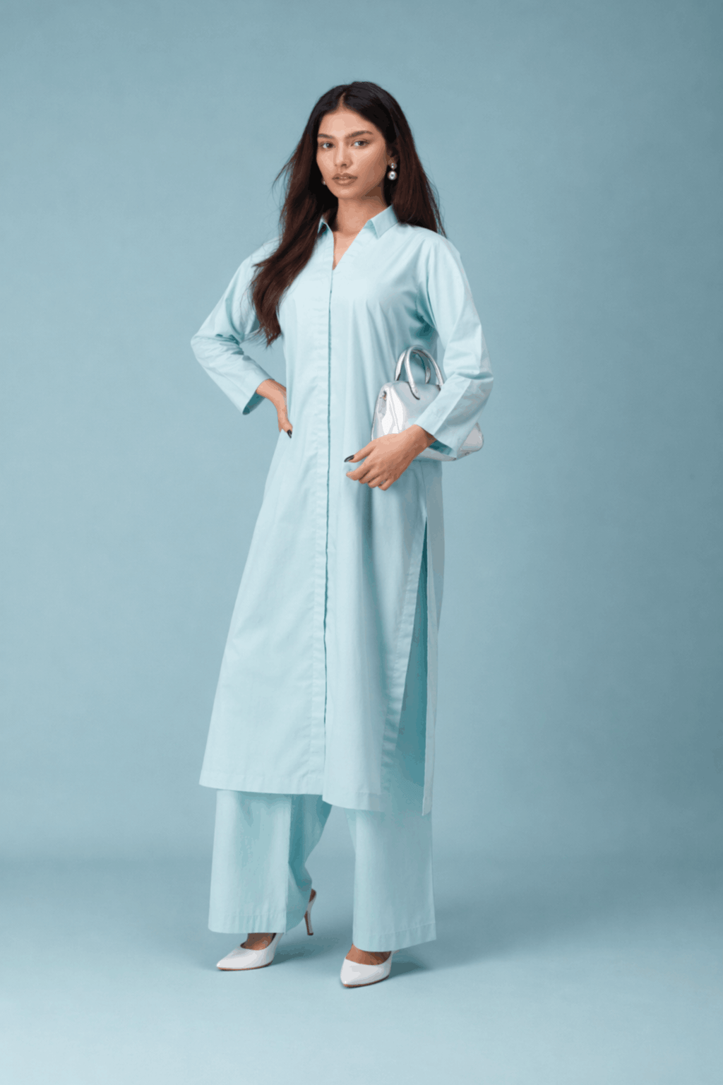 Sky Blu Pure Cotton Cambric Co-ord Set Summer Solids