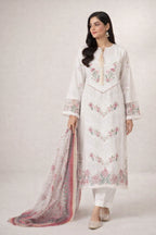 3-Piece Stitched Floral Thread Embroidery Doria Lawn