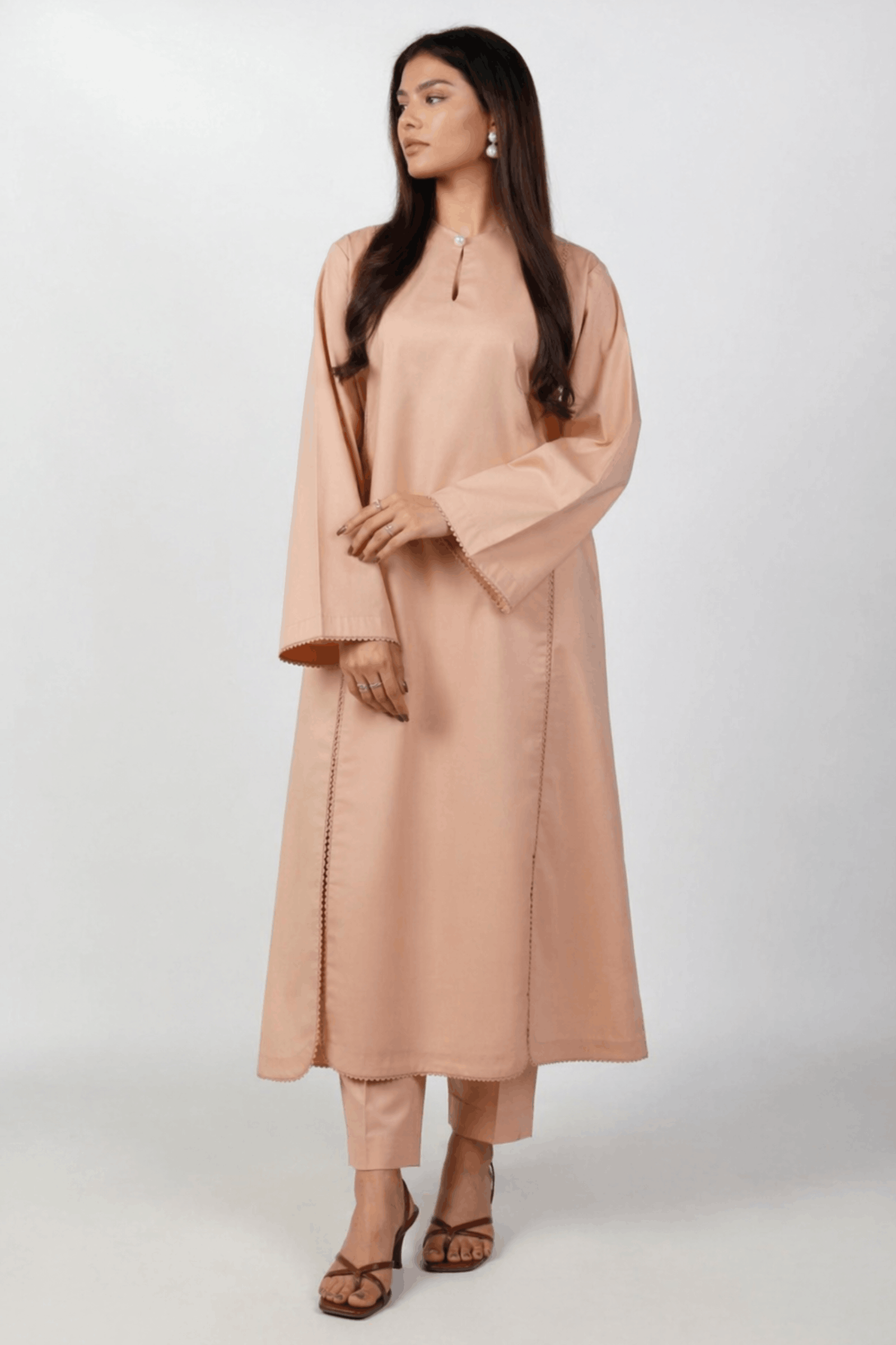 Coffee Brown Pure Cotton Cambric Co-ord Set Summer Solids