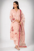 3-Piece Suit Stitched Floral Rose Embroidered Doria Lawn