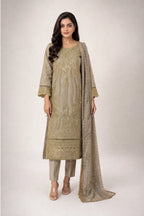 3-Piece Stitched Gold Zari & Embroidered Doria Lawn