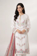 3-Piece Stitched Floral Thread Embroidery Doria Lawn