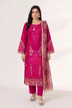 3-Piece Stitched Gold Zari & Sequin Embroidered Doria Lawn