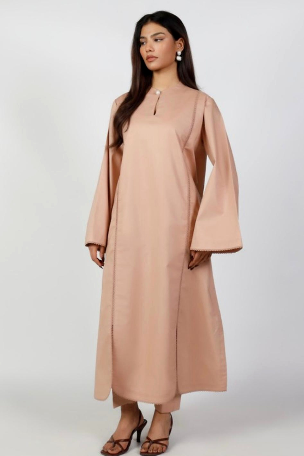 Coffee Brown Pure Cotton Cambric Co-ord Set Summer Solids