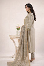 3-Piece Stitched Gold Zari & Embroidered Doria Lawn