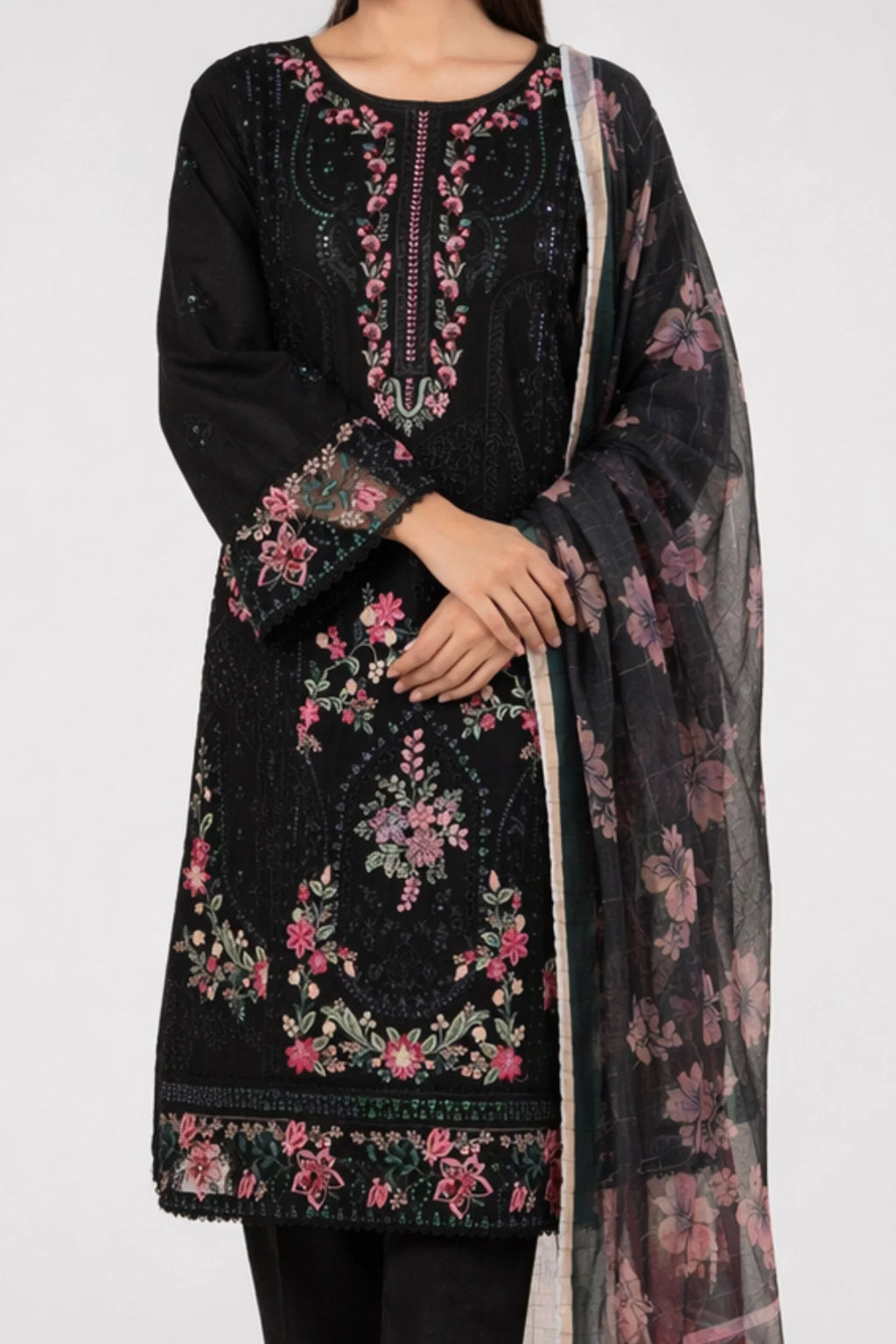 3-Piece Stitched Egyptian Cotton Doria Lawn Embroidered Suit