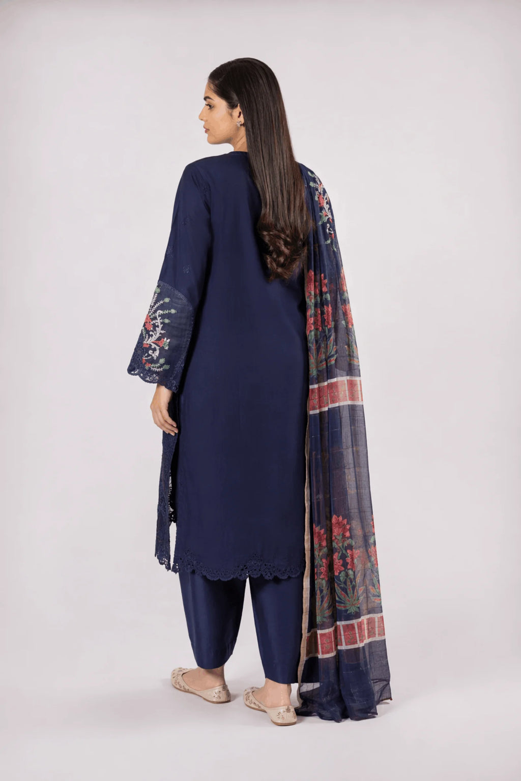 3-Piece Suit Stitched Floral Embroidered Cotton Doria Lawn