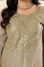 3-Piece Stitched Gold Zari & Embroidered Doria Lawn